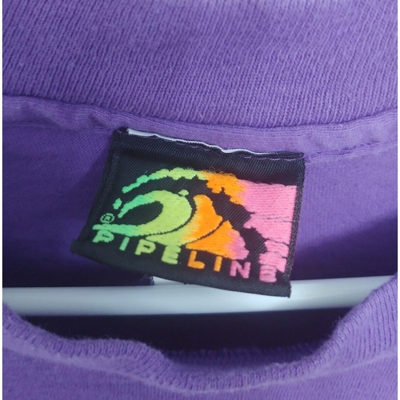 Vintage Pipeline XL Single Stitch Purple Hawaiian T-Shirt Short Sleeve - Picture 3 of 7